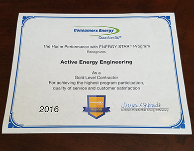 Consumers Energy – Gold Level Contractor - 2016